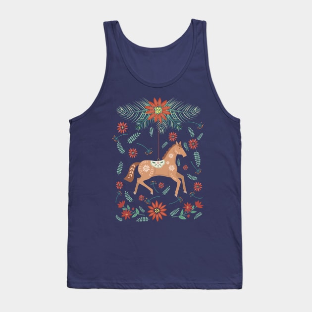 Folk Art Christmas Horse Ornament Tank Top by SWON Design